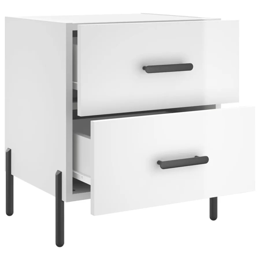 Tables de chevet 2 pcs blanc brillant 40x35x47,5 cm - 8