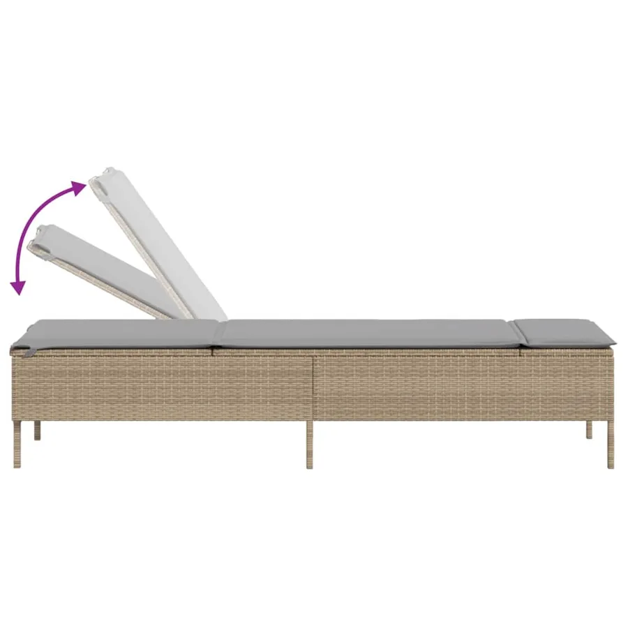 Chaises longues avec coussins lot de 2 beige résine tressée - 8