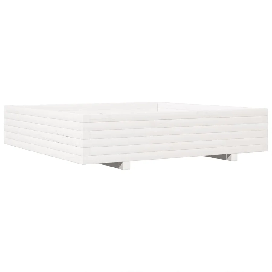 Jardinière blanc 110x110x26,5 cm bois de pin massif - 2