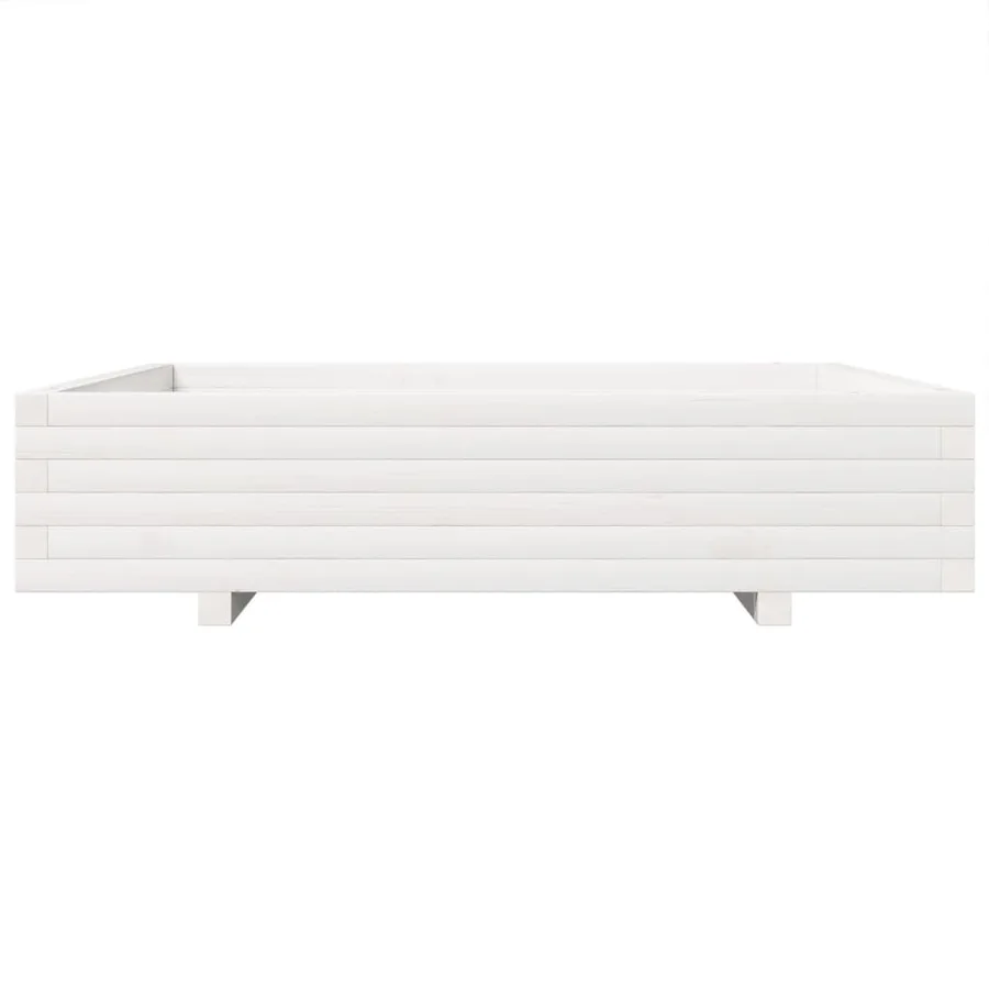 Jardinière blanc 110x110x26,5 cm bois de pin massif - 5