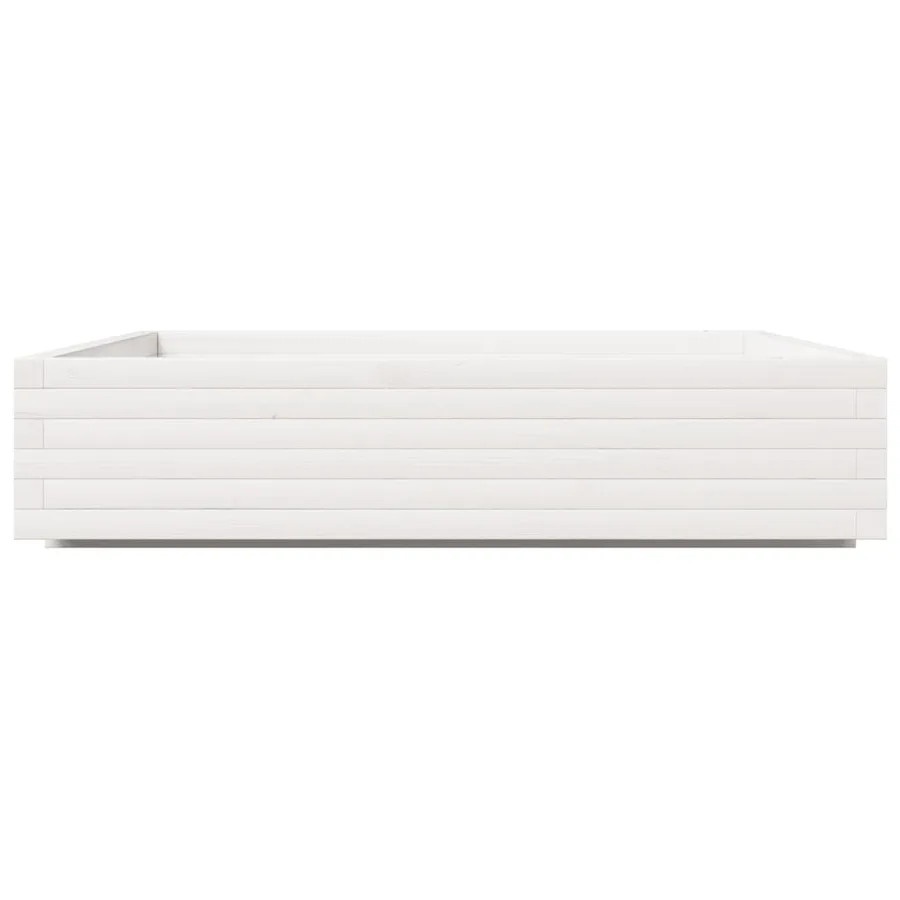 Jardinière blanc 110x110x26,5 cm bois de pin massif - 6