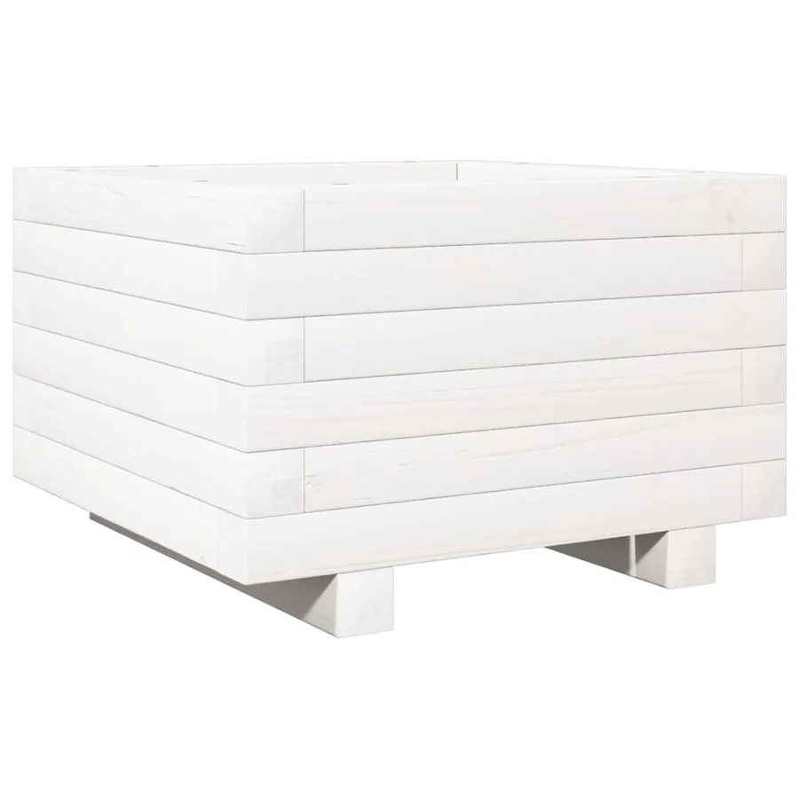 Jardinière blanc 40x40x26,5 cm bois de pin massif - 2