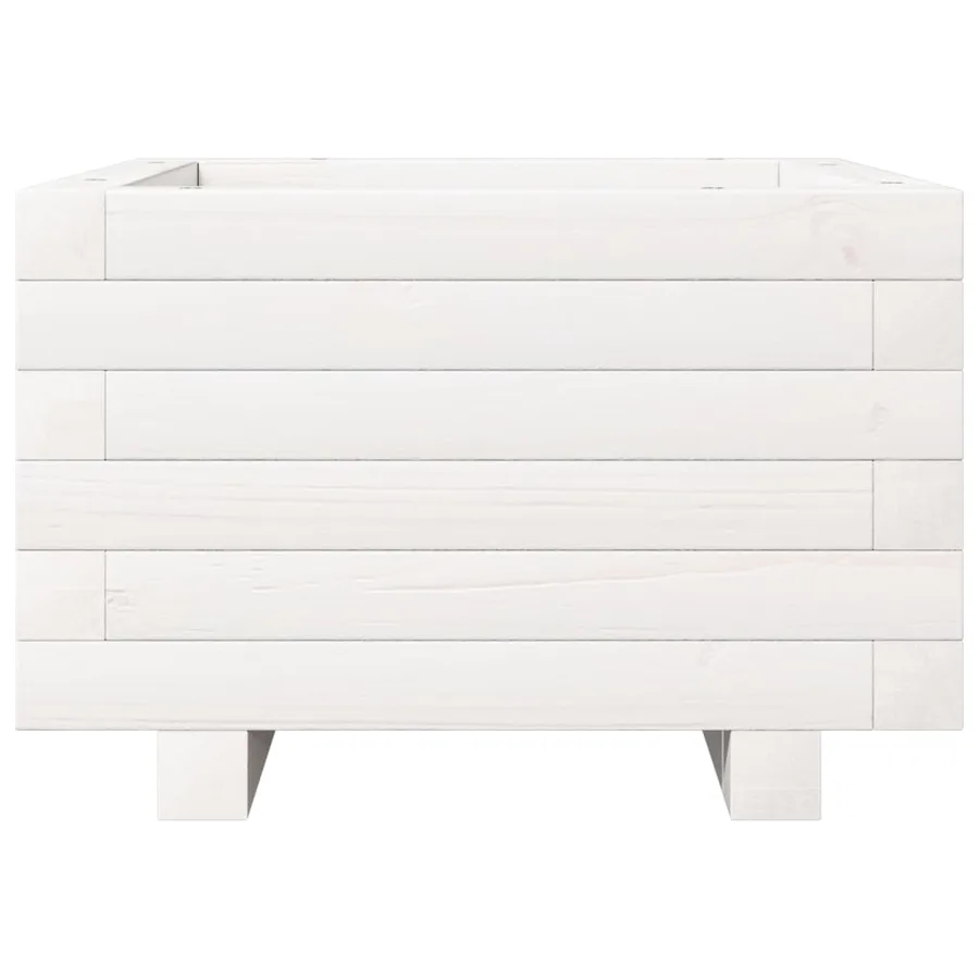 Jardinière blanc 40x40x26,5 cm bois de pin massif - 5