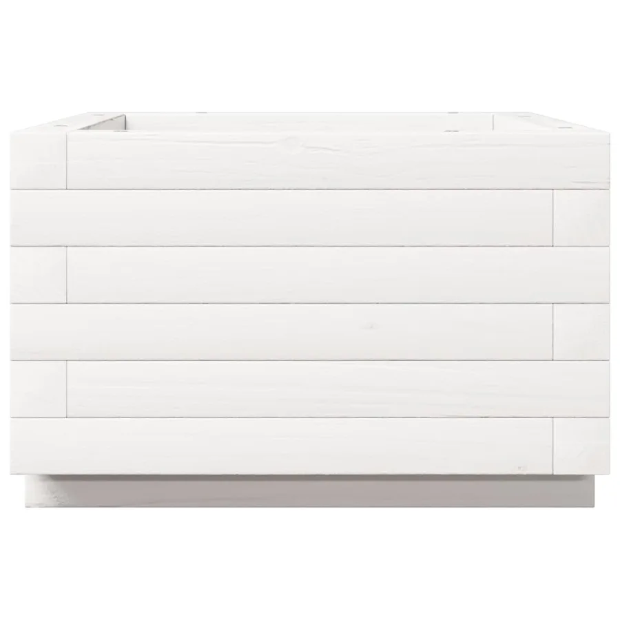 Jardinière blanc 40x40x26,5 cm bois de pin massif - 6