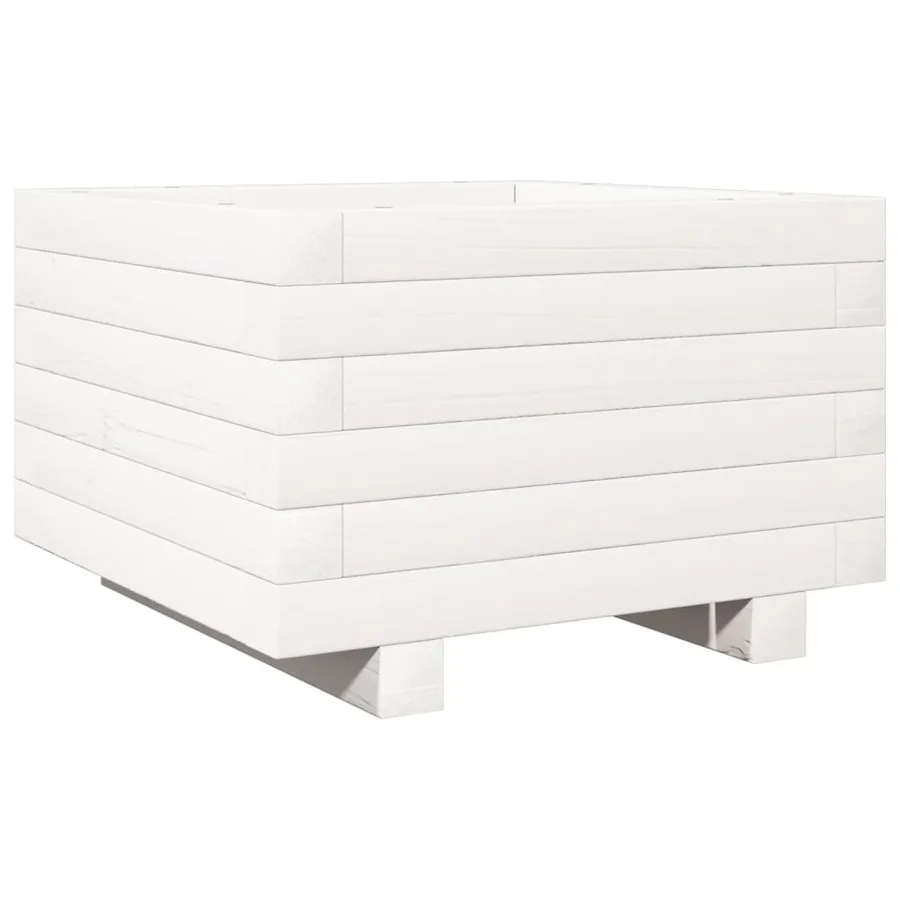 Jardinière blanc 40x40x26,5 cm bois de pin massif - 7
