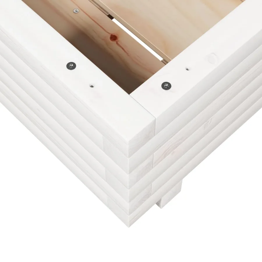 Jardinière blanc 40x40x26,5 cm bois de pin massif - 8