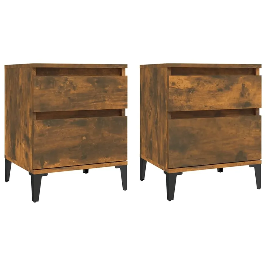 Tables de chevet 2 pcs Chêne fumé 40x35x50 cm - 2