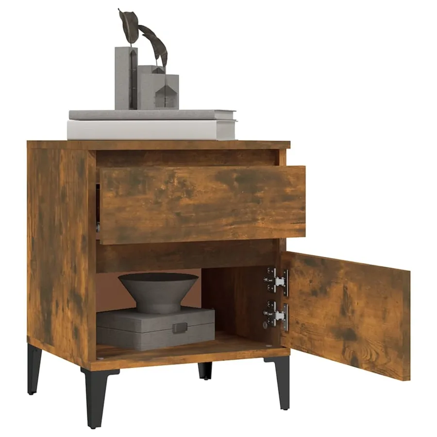 Tables de chevet 2 pcs Chêne fumé 40x35x50 cm - 4