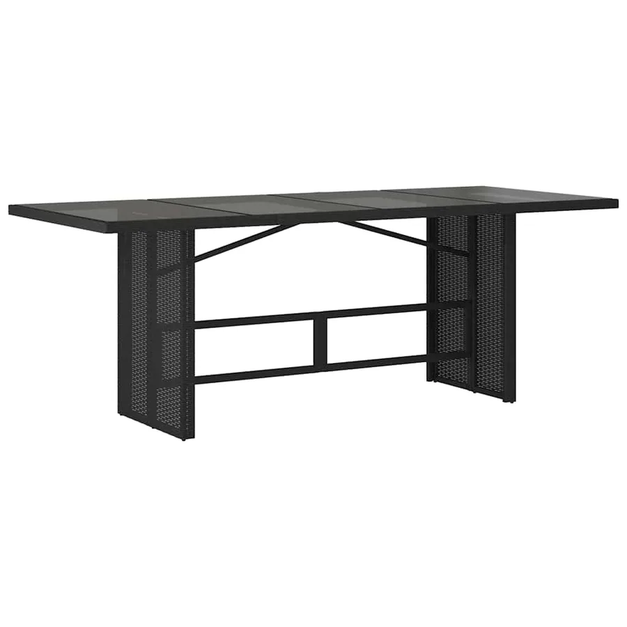 Table de jardin avec dessus en verre noir résine tressée - 2