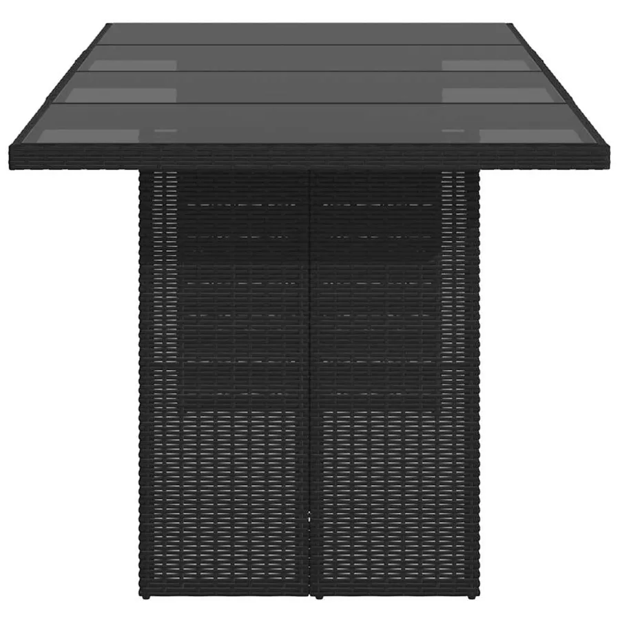 Table de jardin avec dessus en verre noir résine tressée - 5