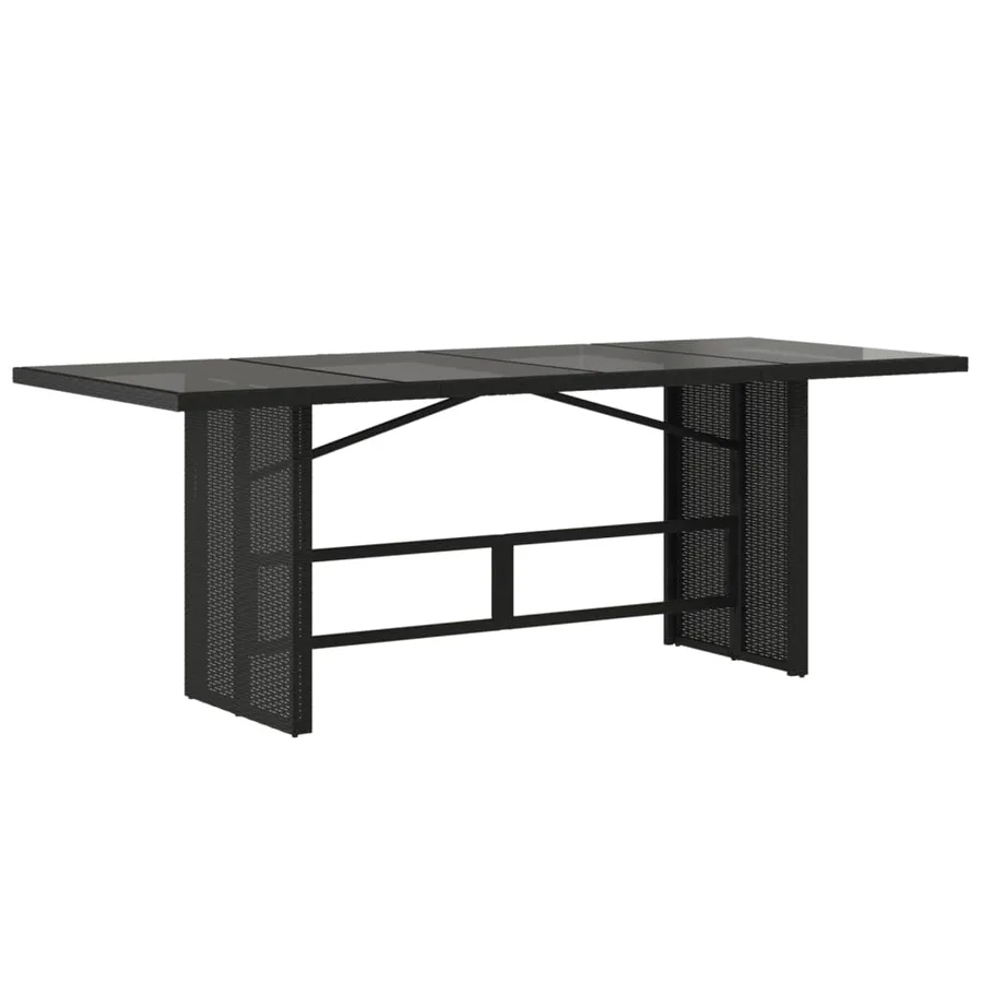 Table de jardin avec dessus en verre noir résine tressée - 6