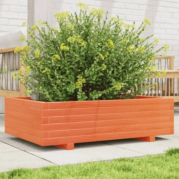 Jardinière cire marron 90x60x26,5 cm bois de pin massif