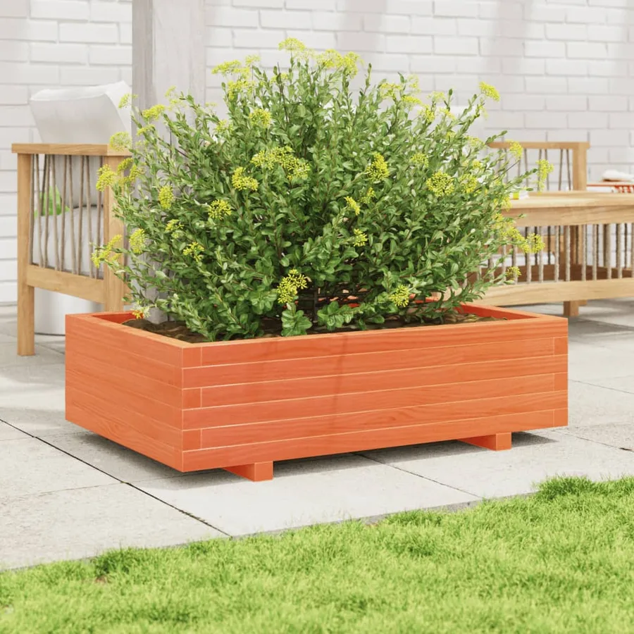 Jardinière cire marron 90x60x26,5 cm bois de pin massif - 3
