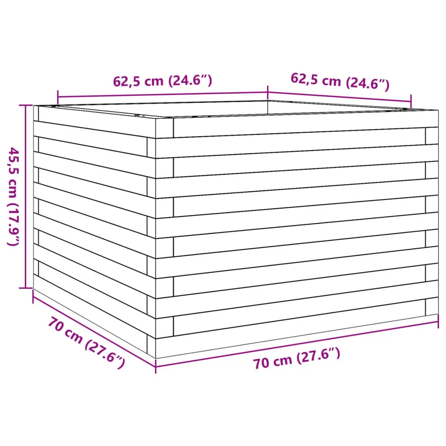 Jardinière blanc 70x70x45,5 cm bois de pin massif - 10