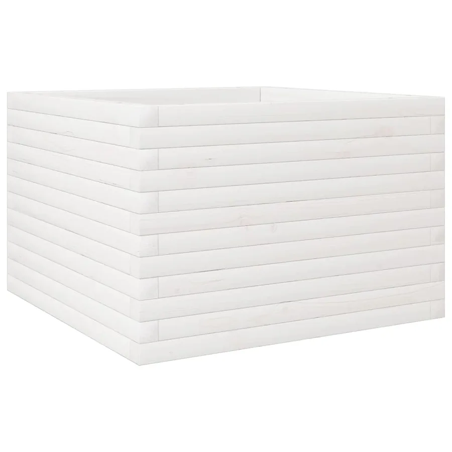 Jardinière blanc 70x70x45,5 cm bois de pin massif - 2