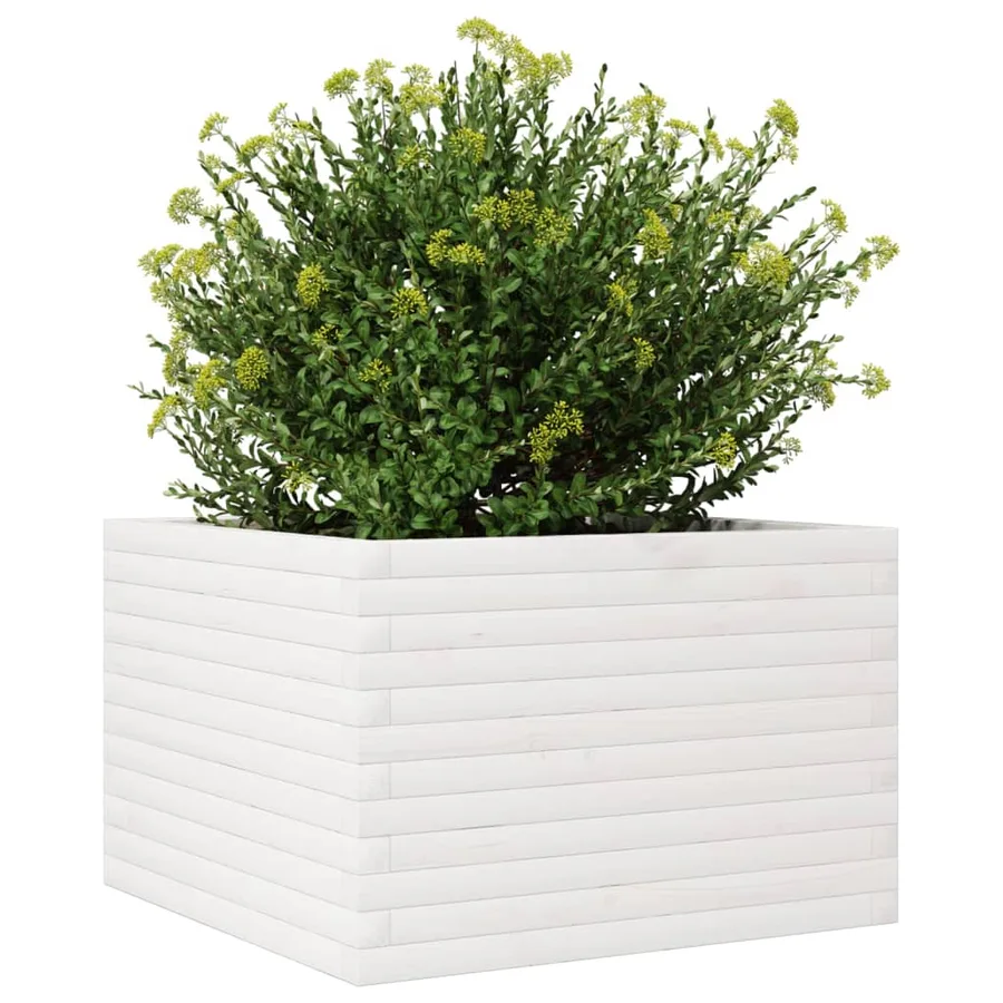 Jardinière blanc 70x70x45,5 cm bois de pin massif - 4