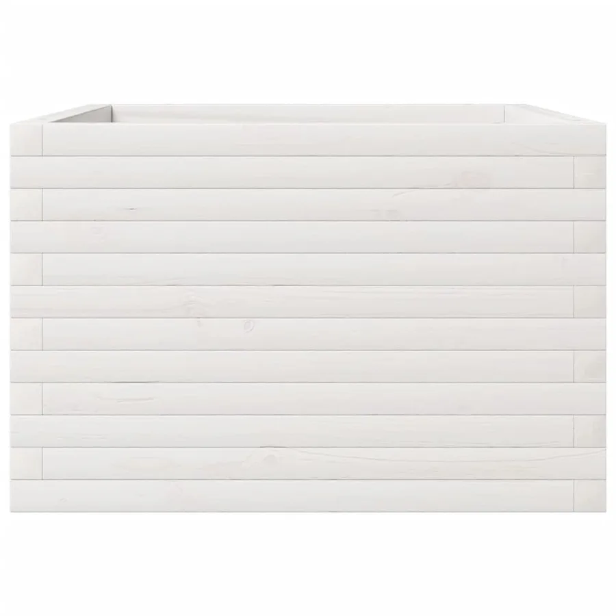 Jardinière blanc 70x70x45,5 cm bois de pin massif - 5