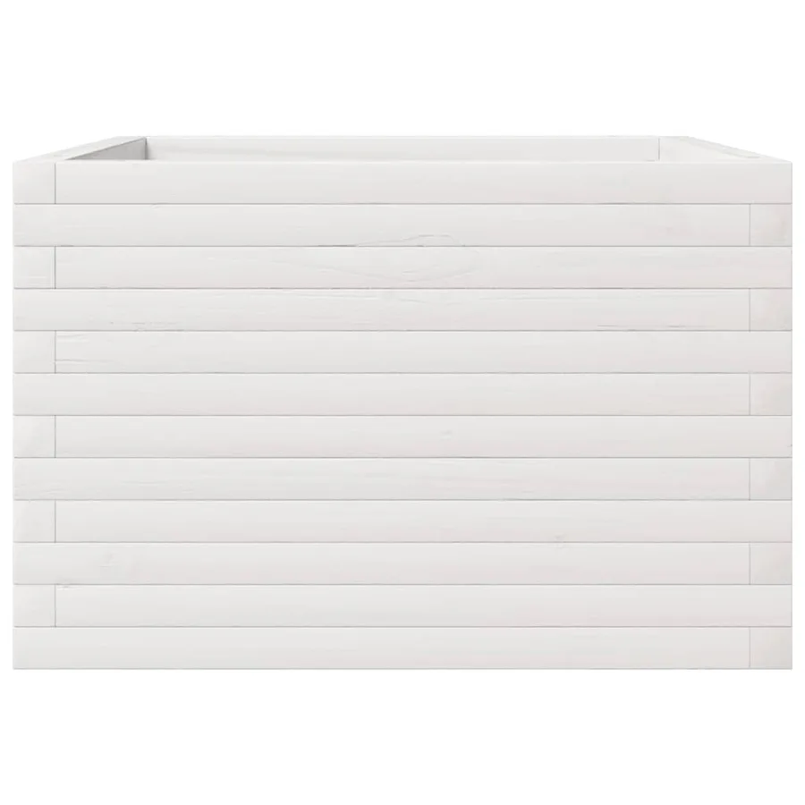 Jardinière blanc 70x70x45,5 cm bois de pin massif - 6