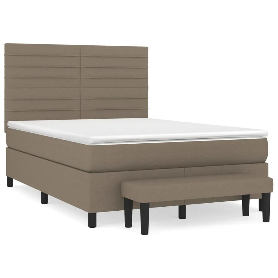 Sommier à lattes de lit avec matelas Taupe 140x200 cm Tissu - 2