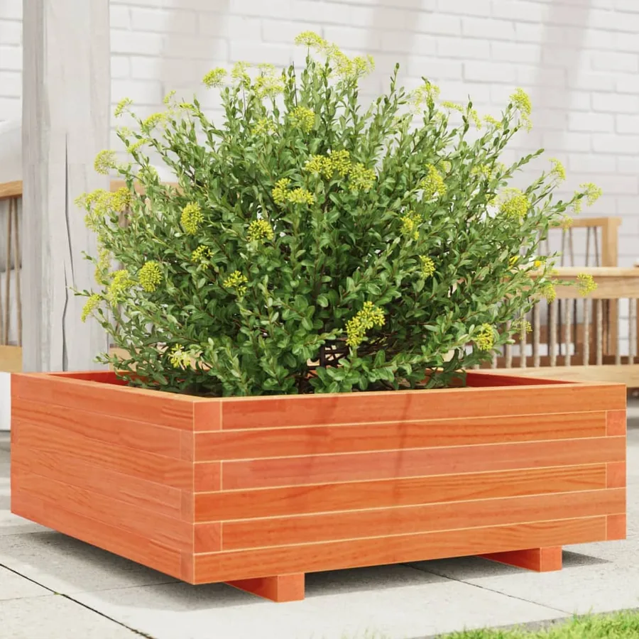 Jardinière cire marron 70x70x26,5 cm bois de pin massif