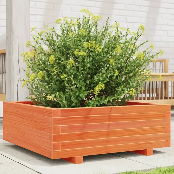 Jardinière cire marron 70x70x26,5 cm bois de pin massif