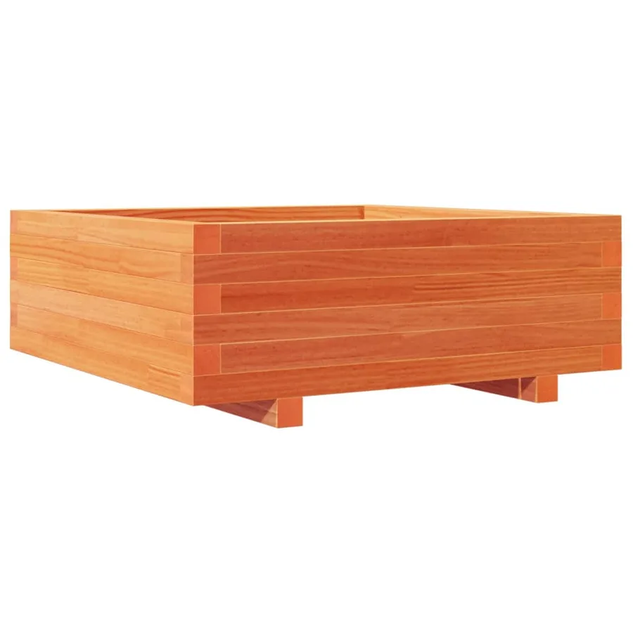 Jardinière cire marron 70x70x26,5 cm bois de pin massif - 7