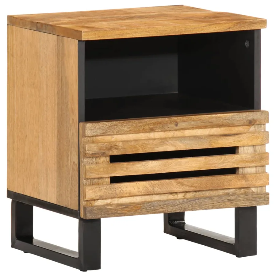 Tables de chevet 2 pcs 40x34x46 cm bois massif de manguier brut - 2