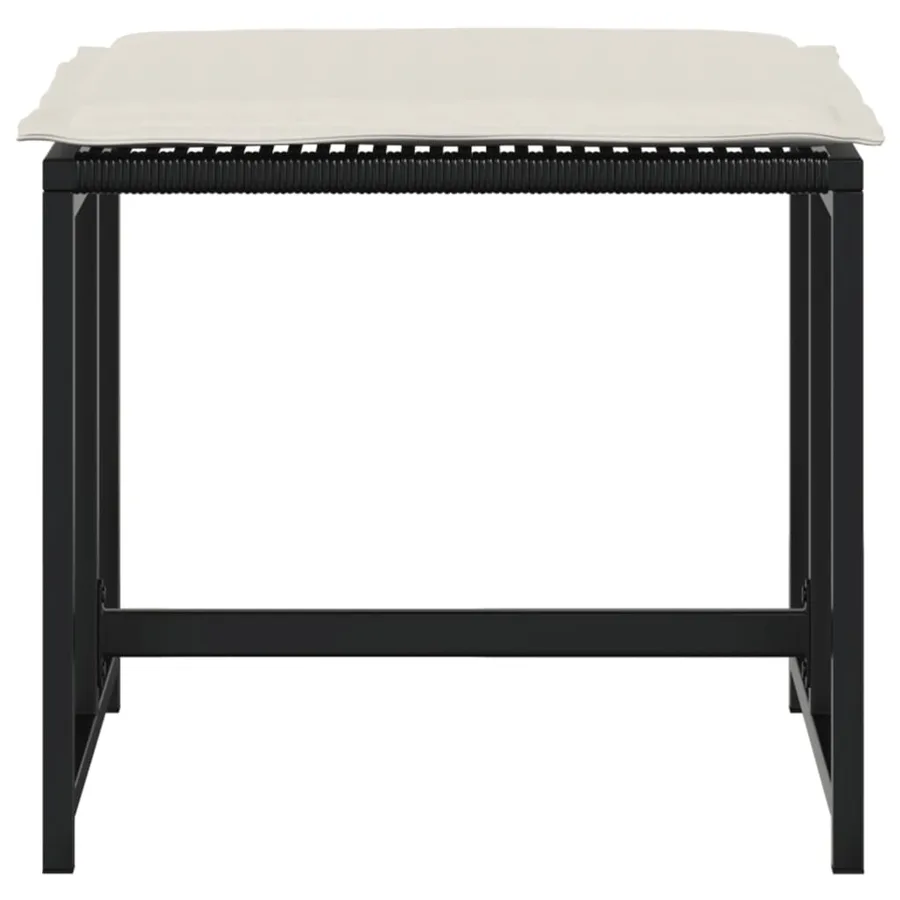 Tabourets de jardin avec coussins lot de 4 noir résine tressée - 4