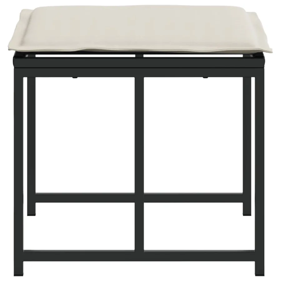 Tabourets de jardin avec coussins lot de 4 noir résine tressée - 5