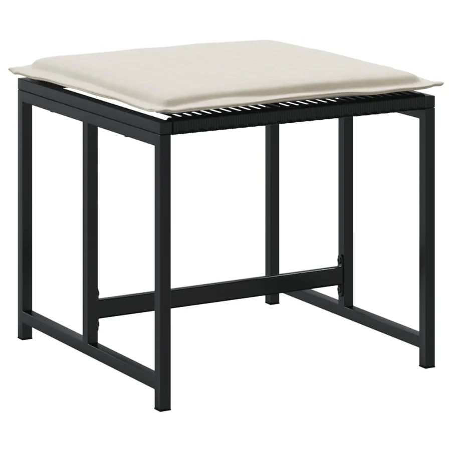 Tabourets de jardin avec coussins lot de 4 noir résine tressée - 6