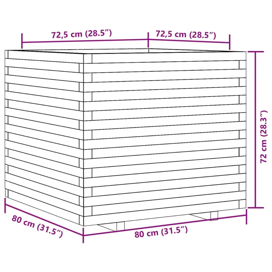 Jardinière cire marron 80x80x72 cm bois de pin massif - 10