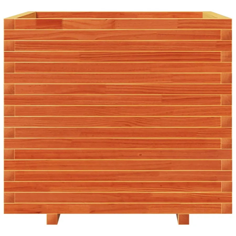 Jardinière cire marron 80x80x72 cm bois de pin massif - 5
