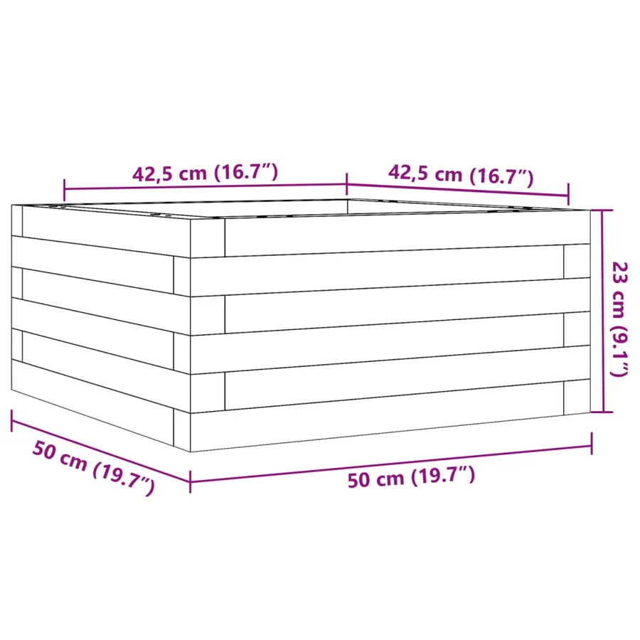 Jardinière 50x50x23 cm bois massif douglas - 10