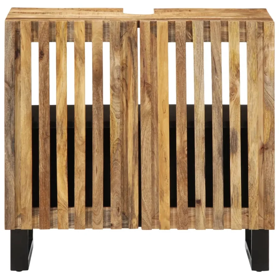 Armoire lavabo de salle de bain 62x34x58cm manguier massif brut - 3