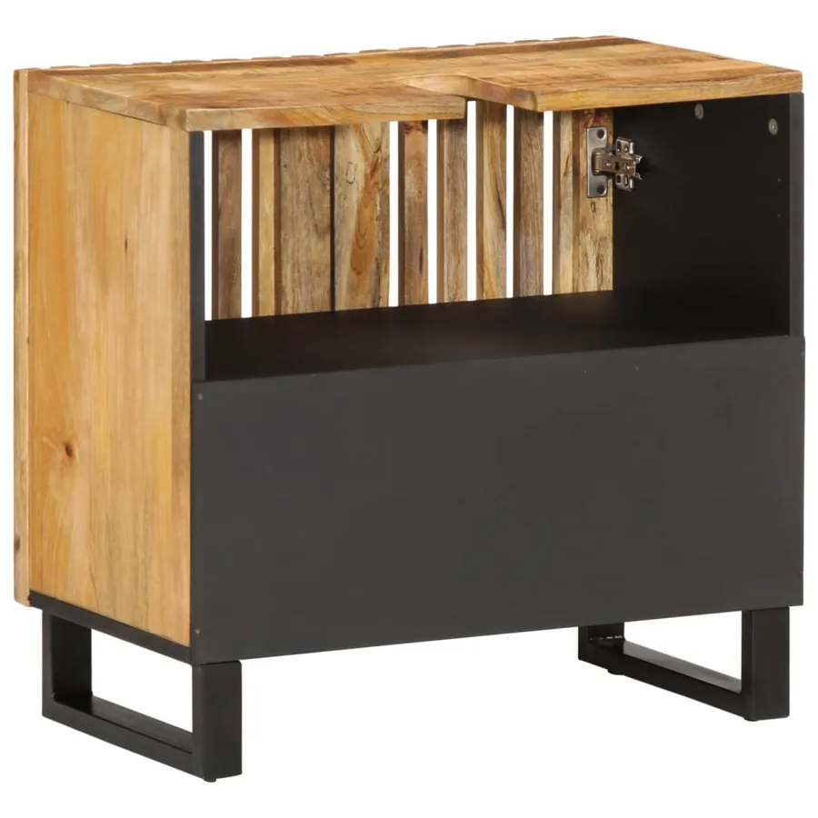 Armoire lavabo de salle de bain 62x34x58cm manguier massif brut - 5