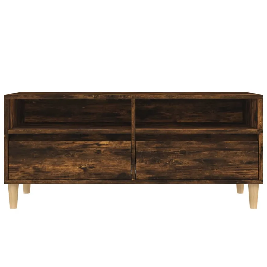 Meuble TV chêne fumé 100x34,5x44,5 cm bois d'ingénierie - 6