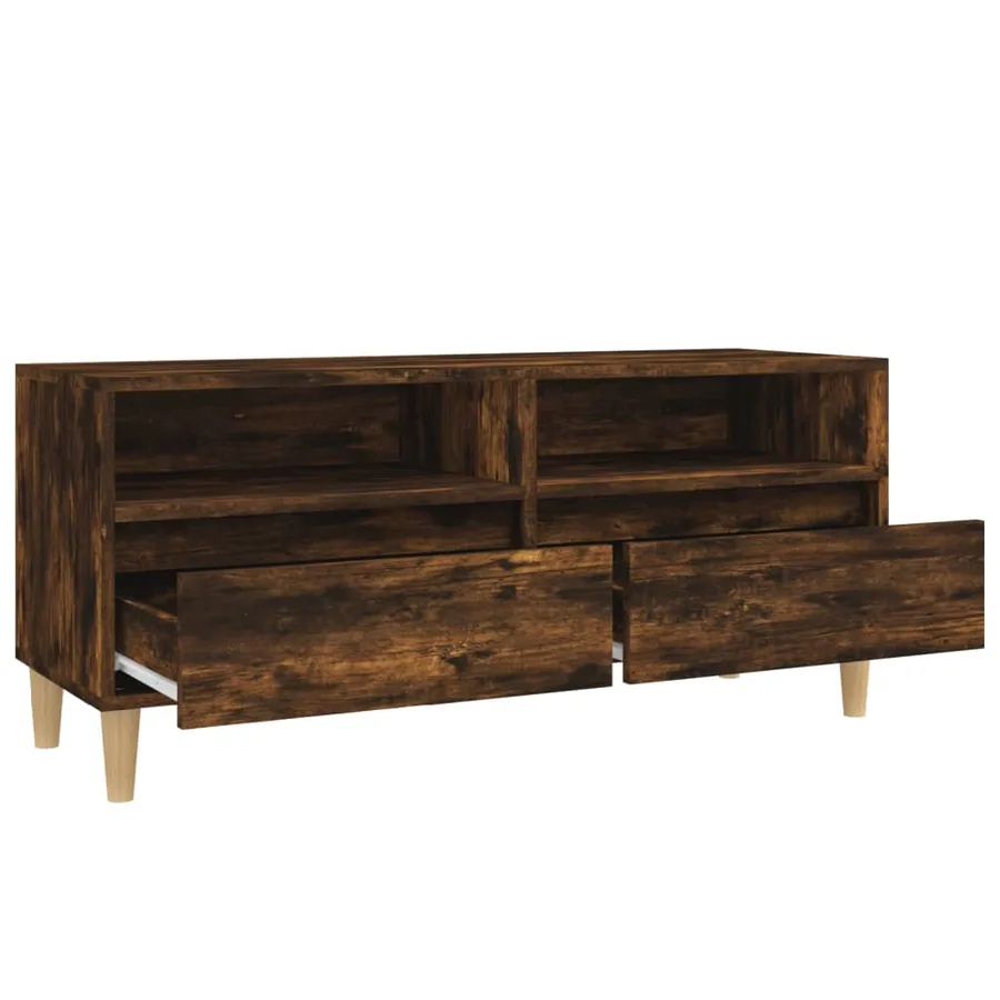 Meuble TV chêne fumé 100x34,5x44,5 cm bois d'ingénierie - 8