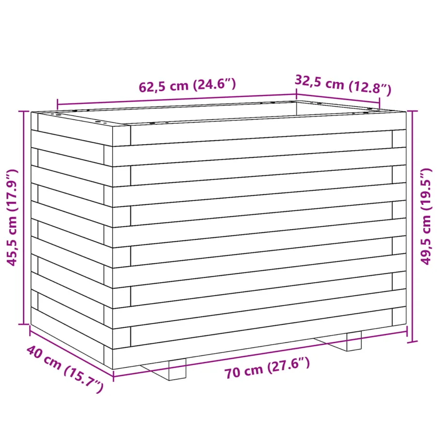 Jardinière cire marron 70x40x49,5 cm bois de pin massif - 10