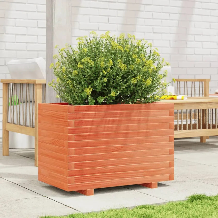 Jardinière cire marron 70x40x49,5 cm bois de pin massif - 3
