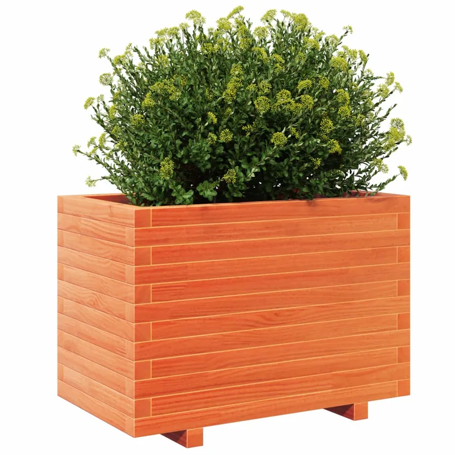 Jardinière cire marron 70x40x49,5 cm bois de pin massif - 4