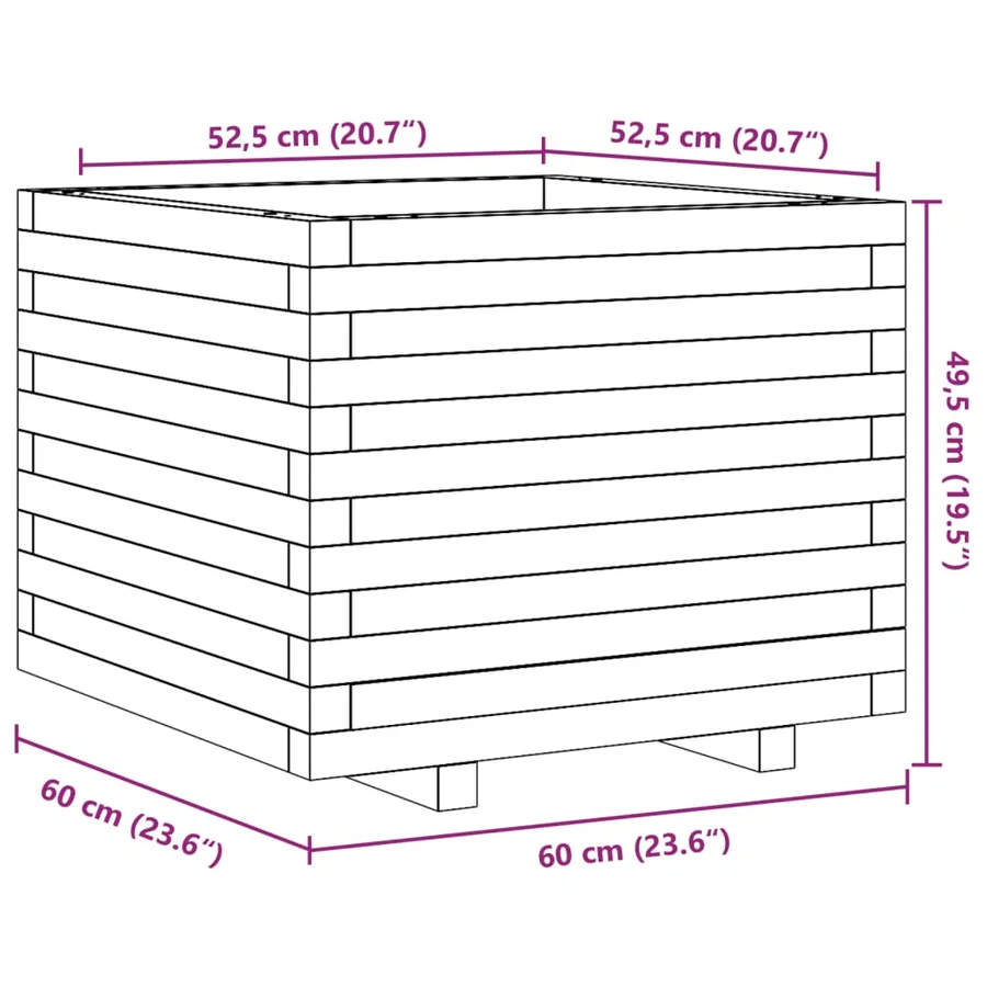 Jardinière 60x60x49,5 cm bois de pin massif - 10