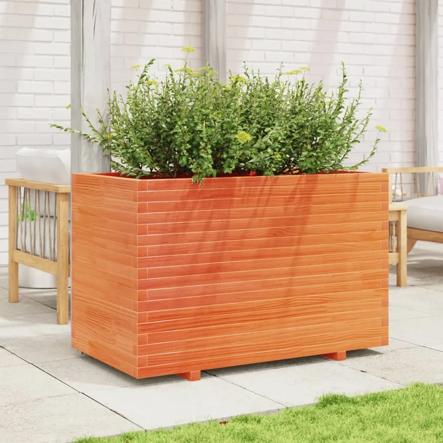 Jardinière cire marron 110x60x72 cm bois de pin massif - 3