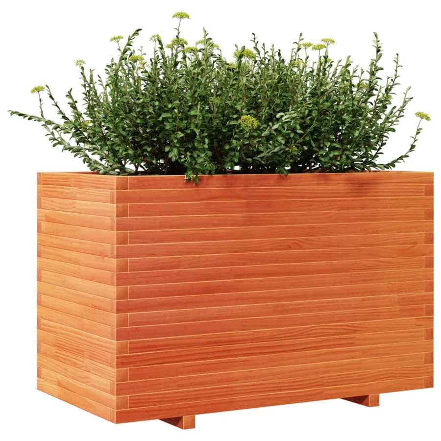 Jardinière cire marron 110x60x72 cm bois de pin massif - 4