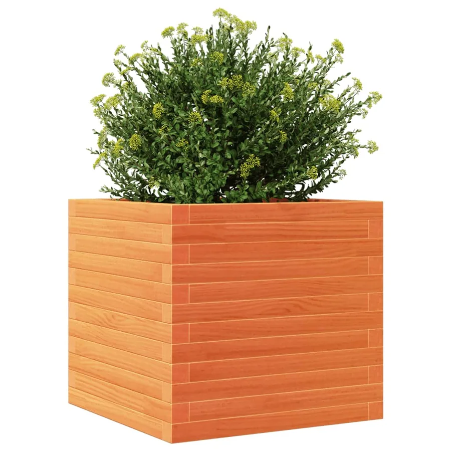 Jardinière cire marron 50x50x46 cm bois de pin massif - 4