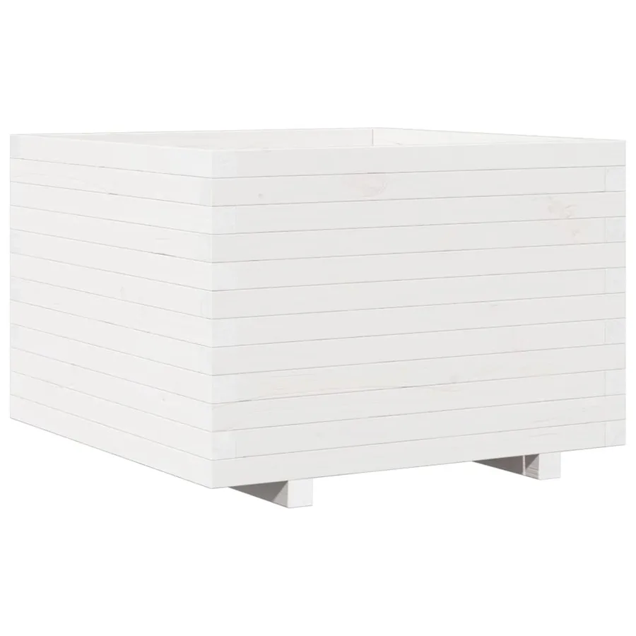 Jardinière blanc 70x70x49,5 cm bois de pin massif - 2