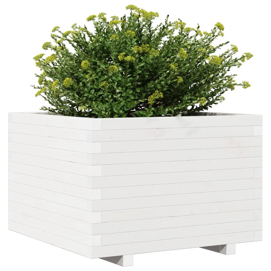 Jardinière blanc 70x70x49,5 cm bois de pin massif - 4
