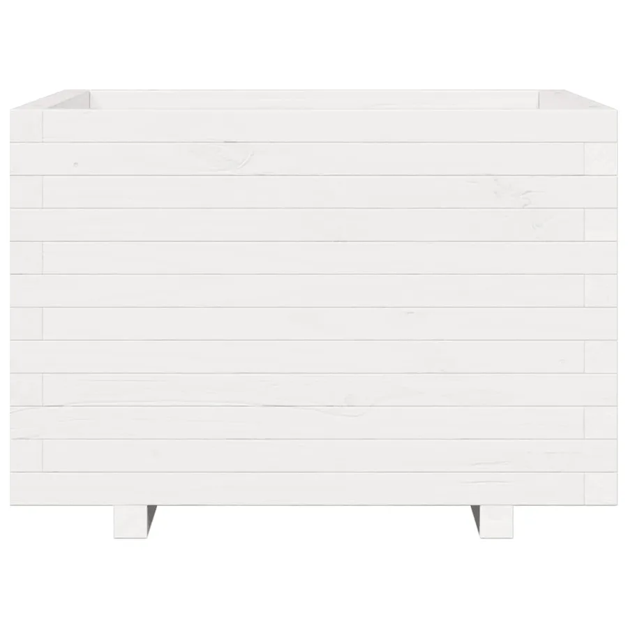 Jardinière blanc 70x70x49,5 cm bois de pin massif - 5