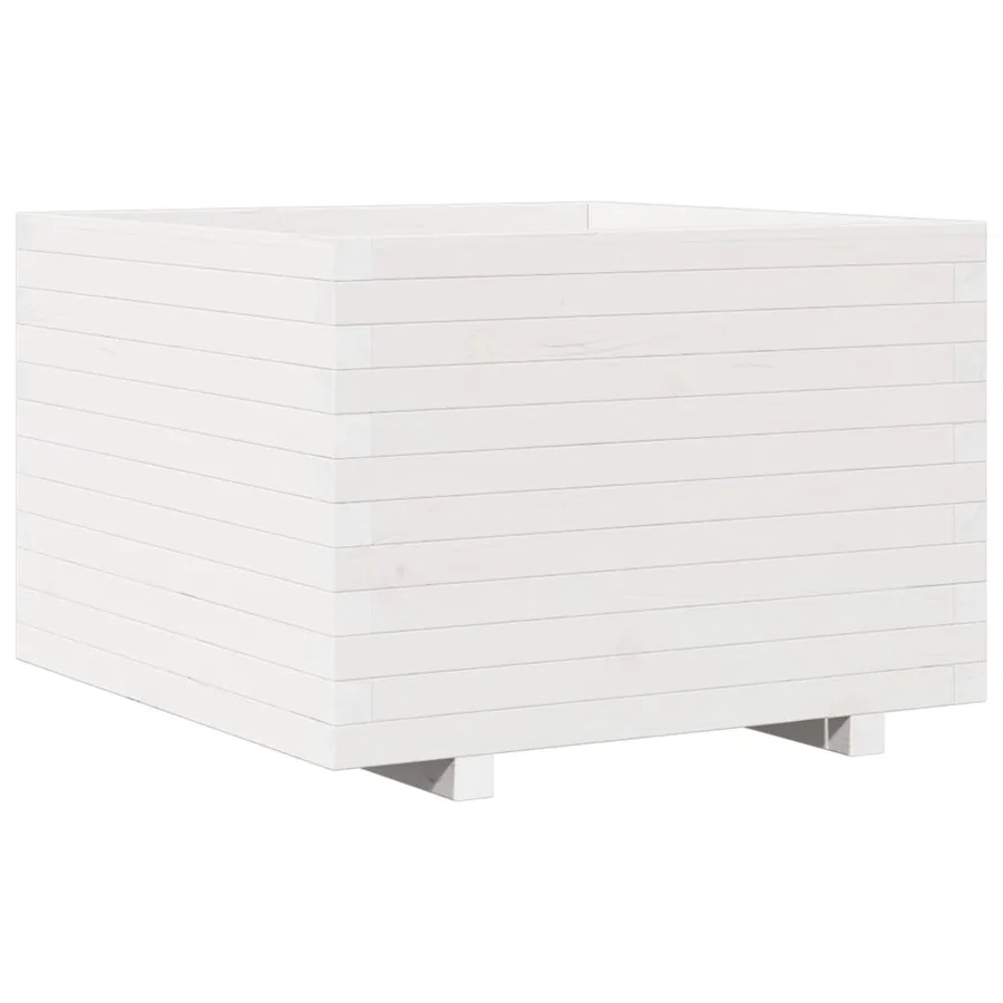 Jardinière blanc 70x70x49,5 cm bois de pin massif - 7