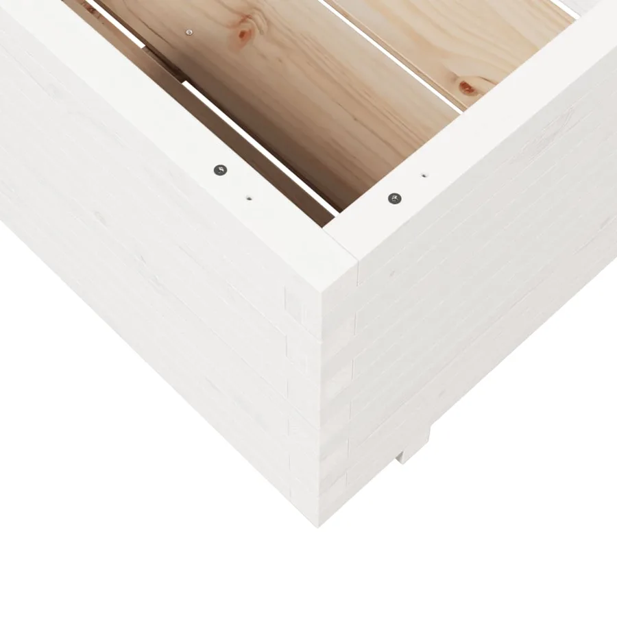 Jardinière blanc 70x70x49,5 cm bois de pin massif - 8
