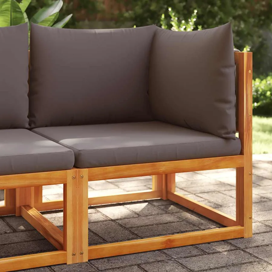 Canapé d'angle de jardin avec coussins en bois d'acacia et corde